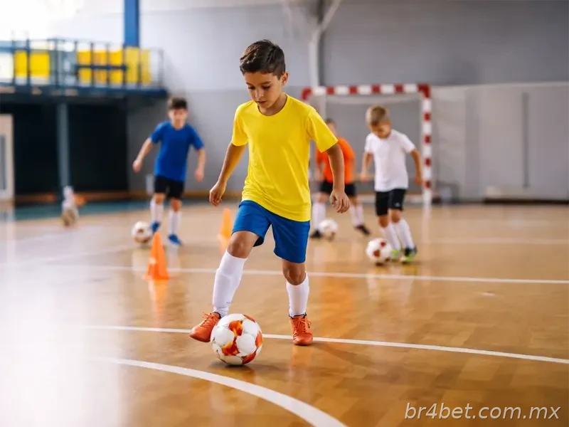crianças jogando futsal